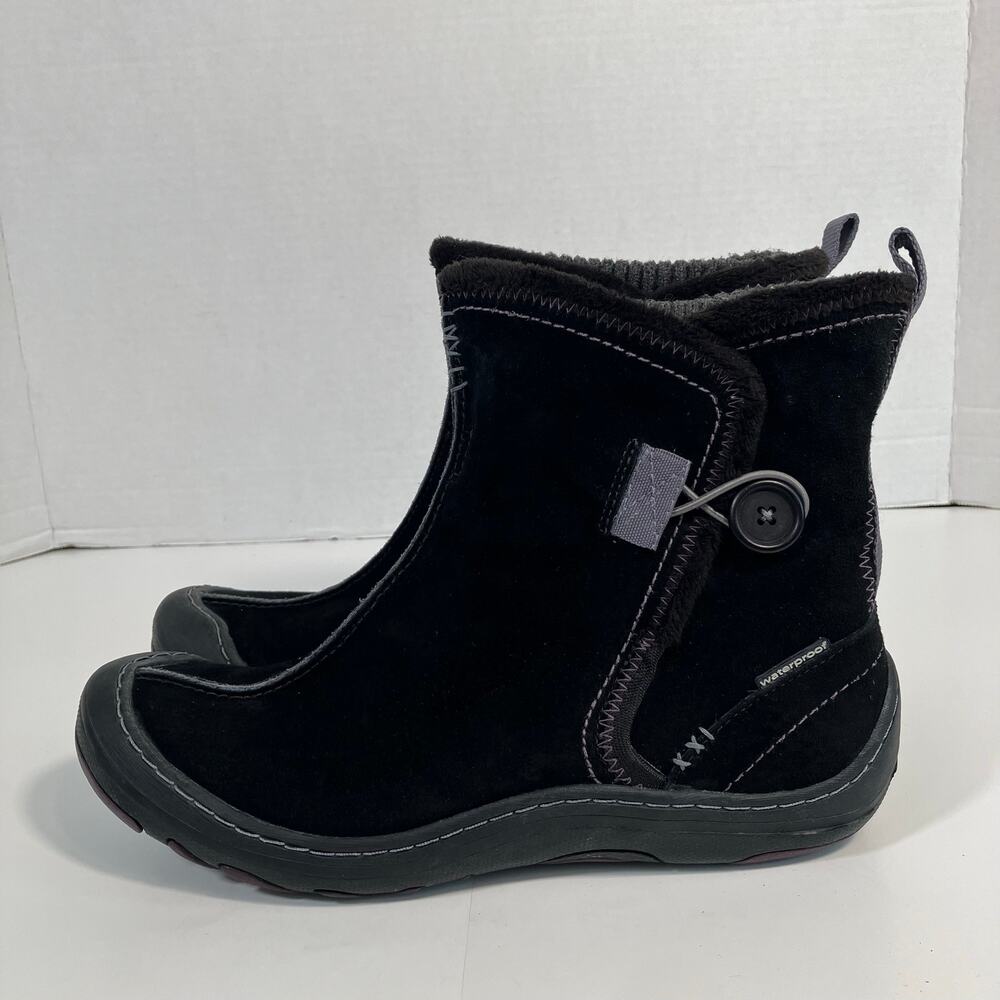 Clarks Privo Hayseed Black Suede Ankle Boots Knit Lining Water Resistant Boho